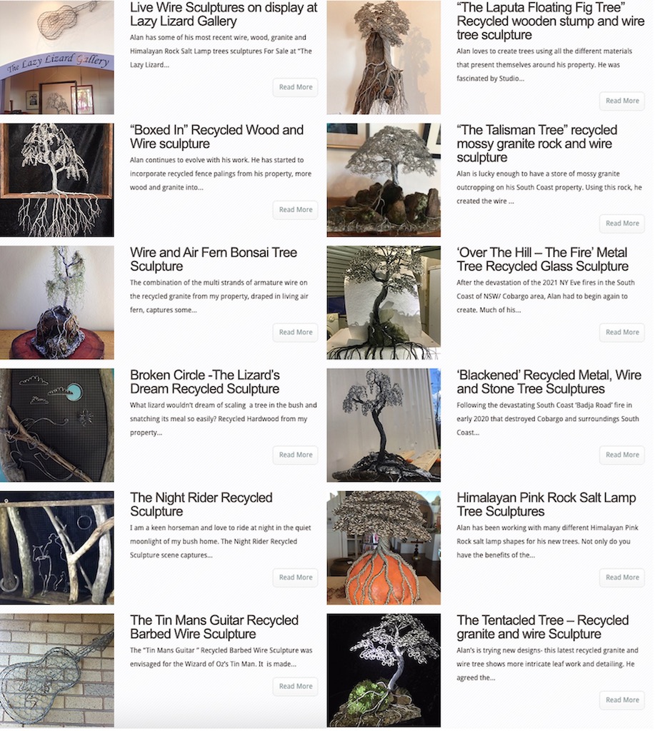 Live Wire Sculpture Artwork Page with New Thumbnails