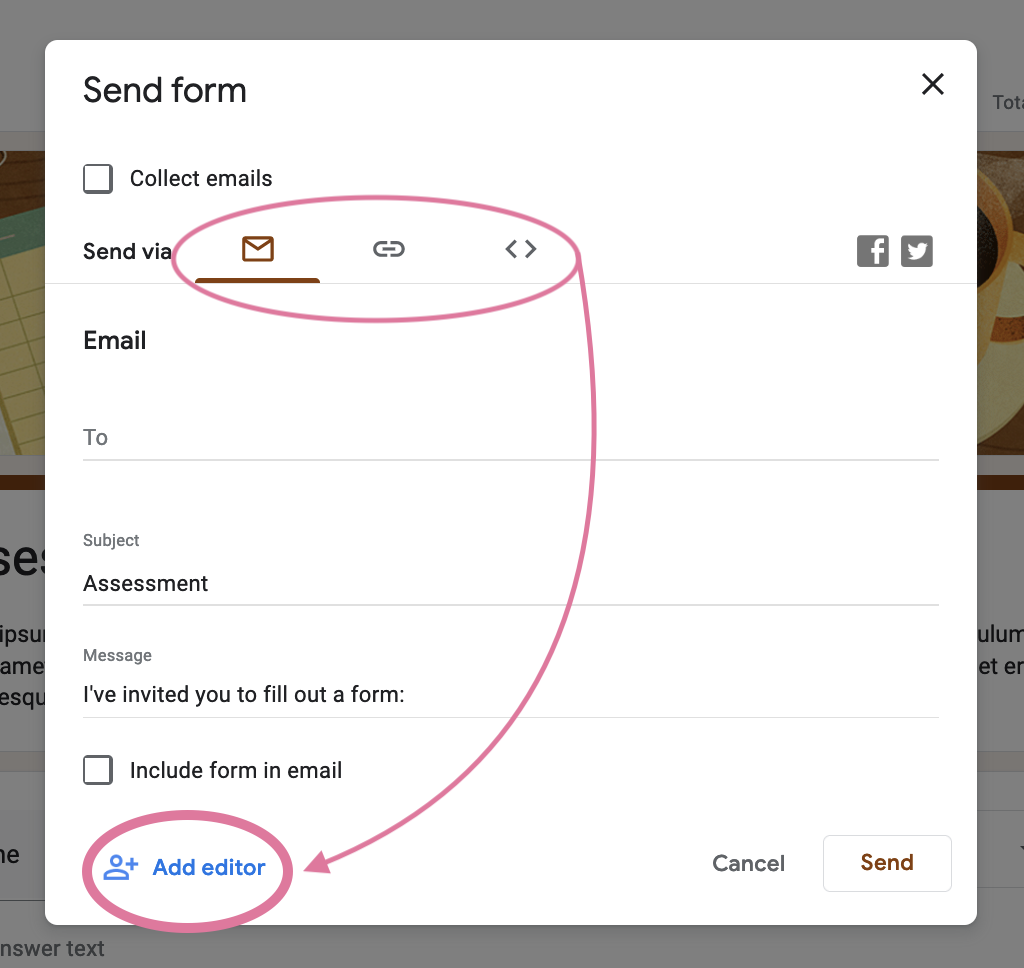 Google Form Send Settings